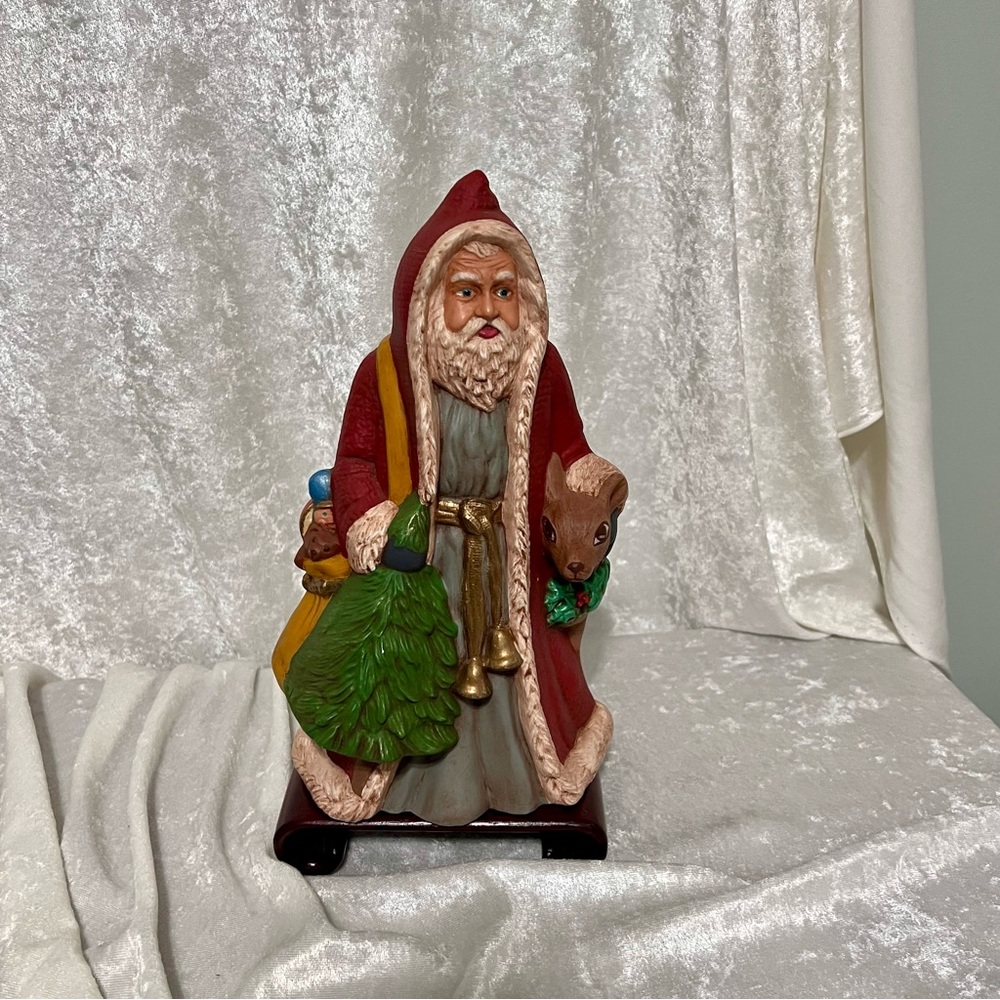 Vintage Ceramic Beautiful Hand Painted Old World Santa Claus w/Deer Signed/Dated - Picture 13 of 13